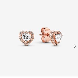 pandora sparkling elevated heart stud earrings in rose gold plated
